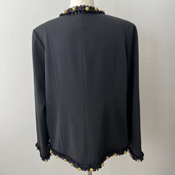 Victor Costa Black Jacket with Gold Buttons and Detailing Designer VTG Couture - Picture 3 of 14